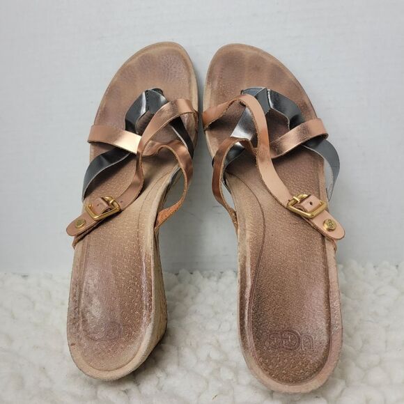 UGG Australia Adalie Women's Wedge Sandals Size 8 Rose/Pewter Leather 1007232 - Picture 7 of 10